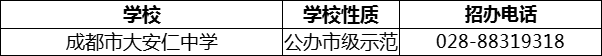 2024年成都市安仁中學(xué)招辦電話是多少？