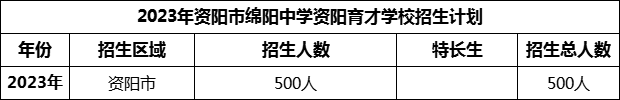 2024年資陽市綿陽中學資陽育才學校招生計劃是多少？