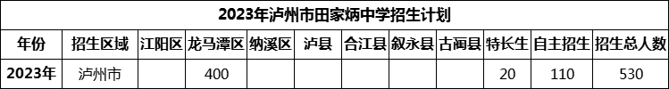 2024年瀘州市田家炳中學(xué)招生計(jì)劃是多少？