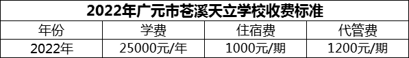 2024年廣元市蒼溪天立學校學費多少錢？