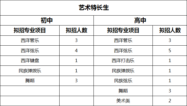 成都二十中2019年藝術特長生招生章程