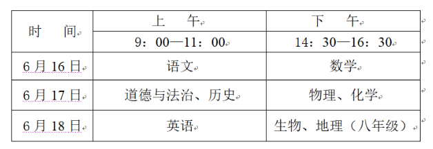 2022年廣安市會考時間安排情況